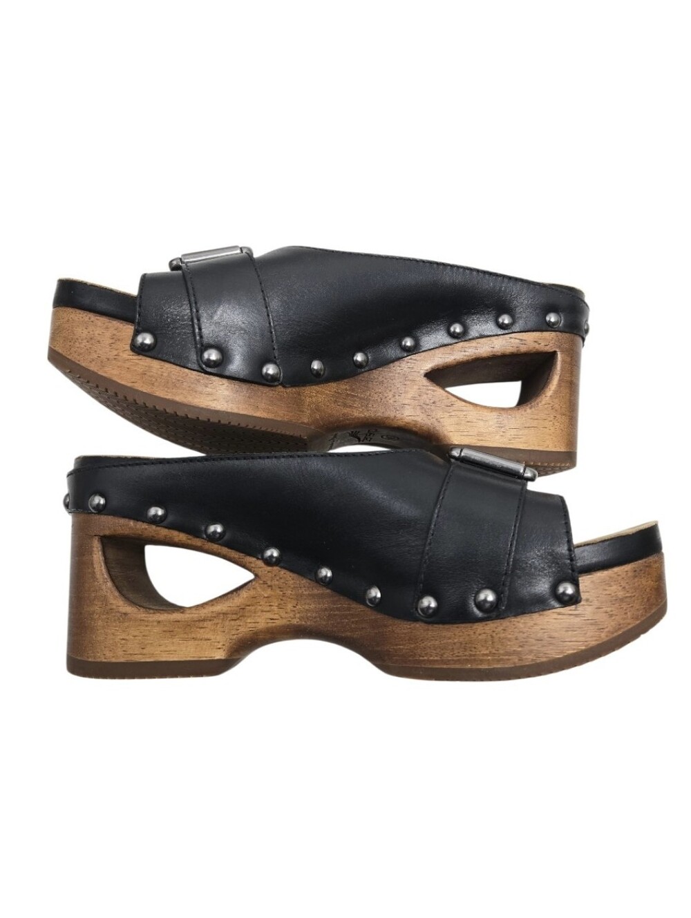 Dansko Adeline Black Leather Studded Wooden Clog Mules - Picture 6 of 14